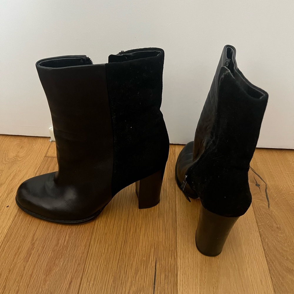 Sam Edelman Black Ankle Boots, part leather part suede
